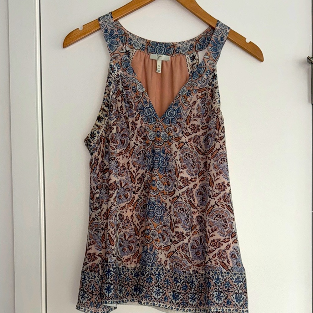 FINAL HOURS - Joie Blue and Brown Sleeveless Tank Top - Size Medium